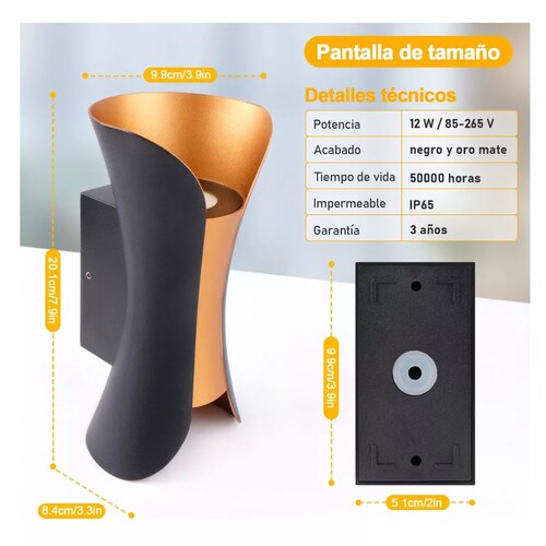 Set 2pc Lampara Led Exterior Lampara De Pared Interior Arbotante