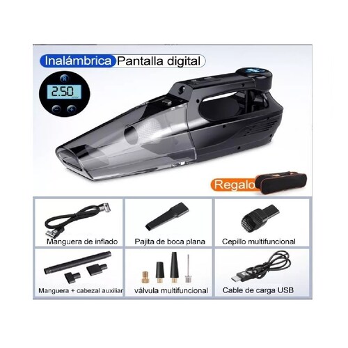 Aspirador De Coches+inflador+luz Led+presión De Neumáticos