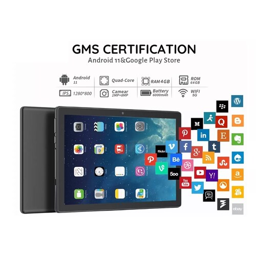 Tablet Con Funda  Pad 10'' Android 64gb+4gb Memoria Ram Azul