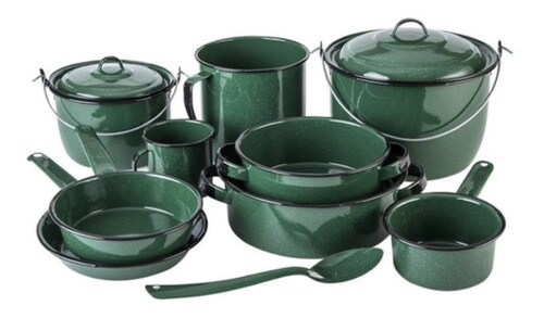 Batería De Cocina Clásica De Peltre 12 Piezas Verde
