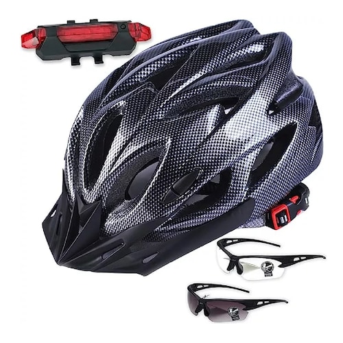 Kit Casco De Bicicleta Luz De Bicicleta Recargable Usb Talla L Negro
