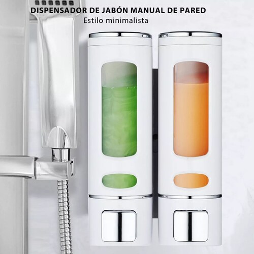 Set Dispensador Gel Jabón Líquido Rellenable 800ml Blanco
