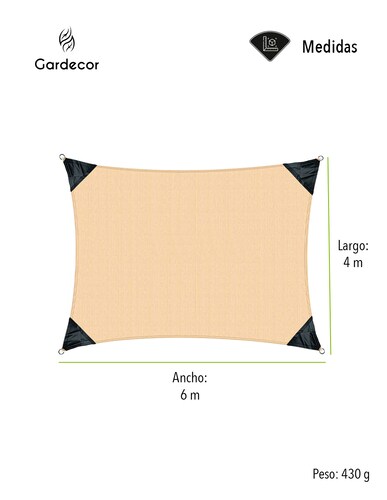  Malla Sombra Para Exteriores 6x4 M Protección Uv