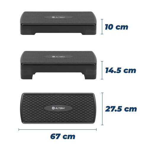  Banco de Ejercicio Step Aerobics Altera con 2 Elevadores Extraíbles Ajustables 