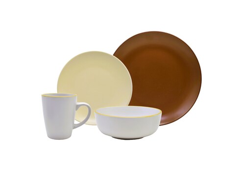 Vajilla Carlota 16 Piezas Minimalista Cerámica Moderna 4 Personas Chefmaker