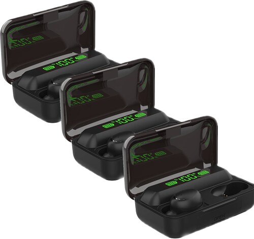 3 Audífonos In-ear F9-5 Inalámbricos Bluetooth Mayoreo Llamadas Negro.