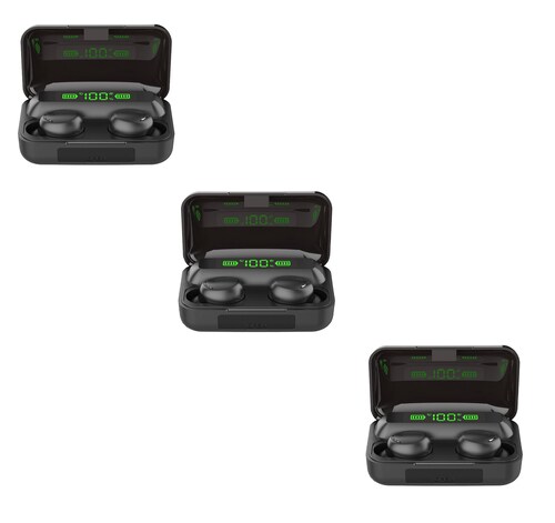 3 Audífonos In-ear F9-5 Inalámbricos Bluetooth Mayoreo Llamadas Negro.