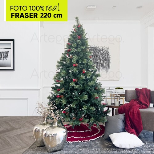 Árbol de Navidad Fraser Fir densidad premium 3 tipos de rama incluye maleta 220cm Artego