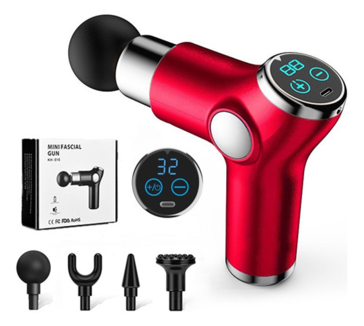 Mini Pistola De Masaje Muscular Ajustable De Velocidades Rojo