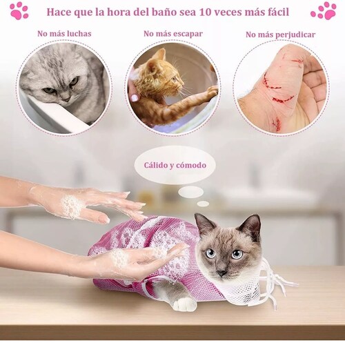 Bolsa Para Bañar/corte Uña Gato Bolsa De Baño Para Mascotas Rosa