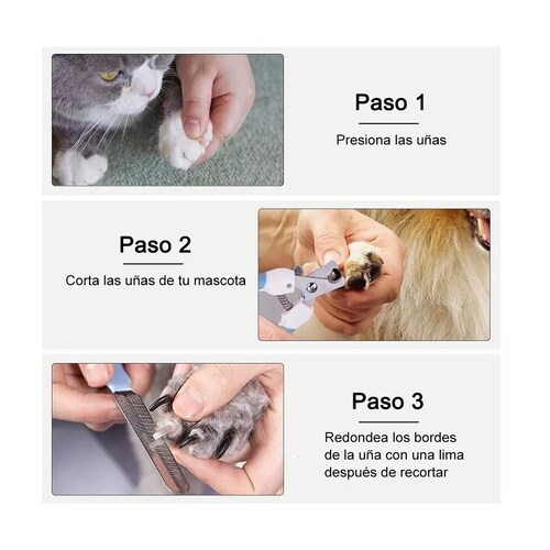 Kit Limpieza Mascotas Cepillo Y Limas Cortar Uñas Gris