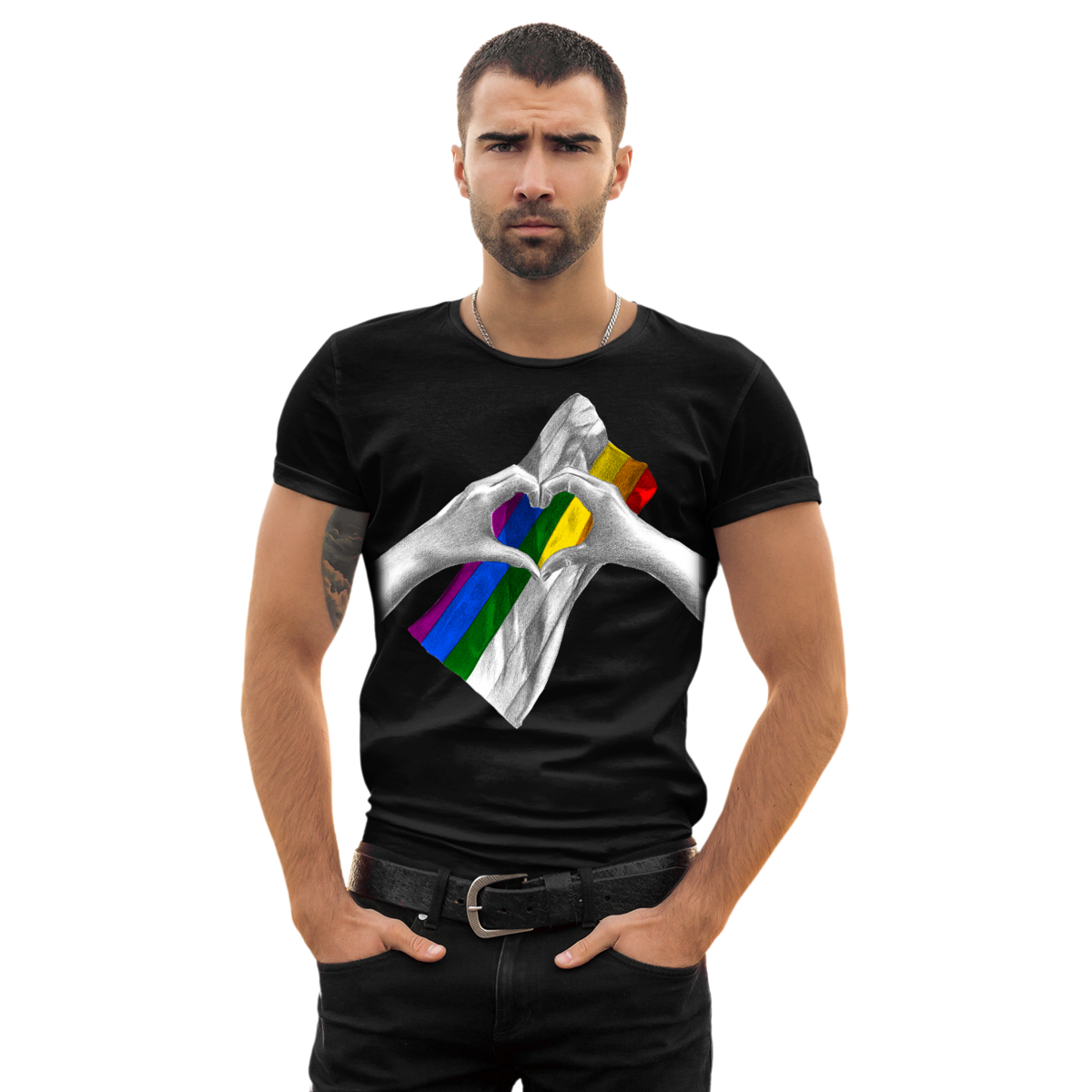 Playera Hombre Orgullo Lgbt Gay Love Pride Corazon Arcoiris San Valentin 14 de febrero