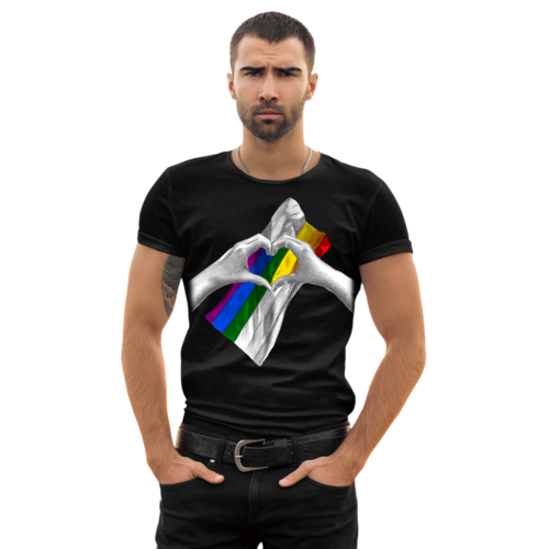 Playera Hombre Orgullo Lgbt Gay Love Pride Corazón Arcoiris San Valentín 14 de febrero 