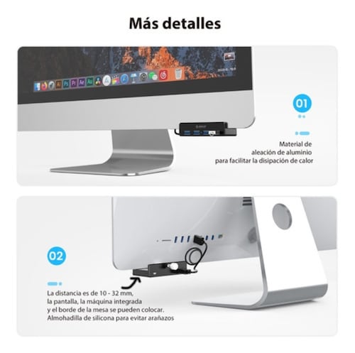Hubs Usb Aleación De Aluminio 4 Puertos 3.0 Negro Negro