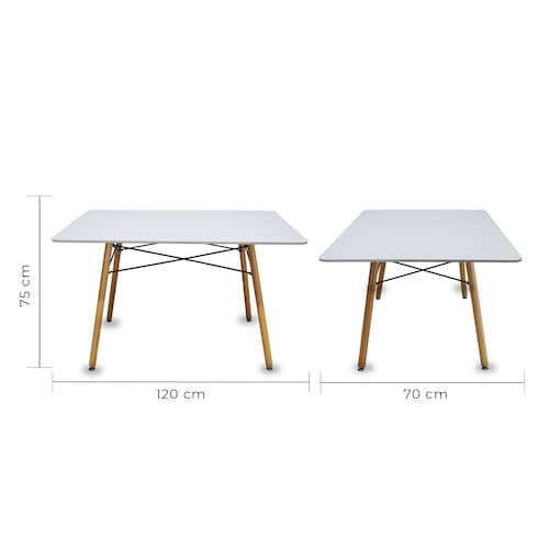 Set Comedor Oslo Melamina 120 Blanco 4 sillas Frankfurt Turquesa Mundo In.