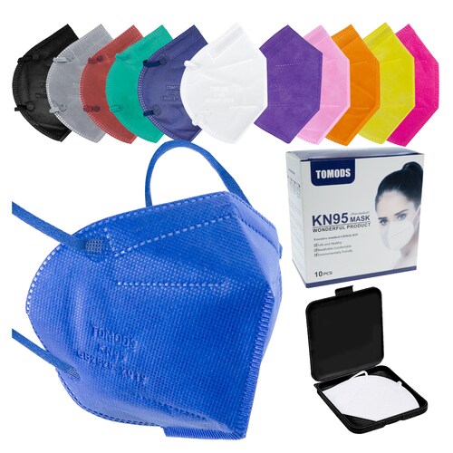 12 Cubrebocas Kn95 Tomods Certificado Con 4 Capas De Protección Para Adulto. Mascarilla Fabricada En Polipropileno, Algodón Y Elástico, Desechables.