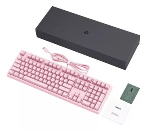 Teclado Mecánico Gamer Aukey  Rgb Color Rosa
