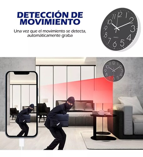 Reloj Espía con Cámara Oculta HD 4k, Detección de Movimiento, Visión Nocturna, Control Remoto por APP con Ranura para Micro SD.