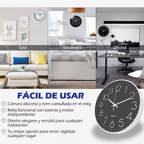 Reloj Espía con Cámara Oculta HD 4k, Detección de Movimiento, Visión Nocturna, Control Remoto por APP con Ranura para Micro SD.