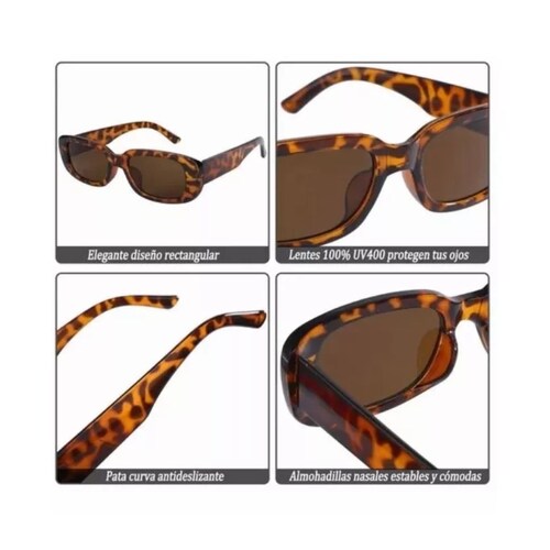3 Piezas Gafas De Sol Rectangulares Estilo Vintage Casual