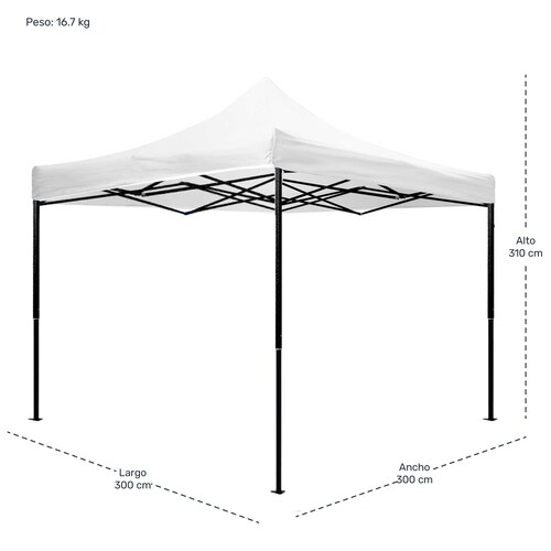 Carpa Toldo 3x3 Plegable Con Maletin Impermeable 600d Blanca