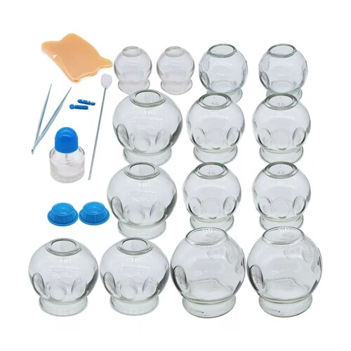 Kit 16 Ventosas Vidrio Relajación Adelgazamiento Terapéutica