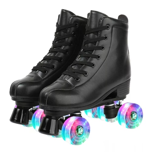 Patines Roller De 4 Ruedas Doble Fila Para Mujer Con Led Talla 43 Negro