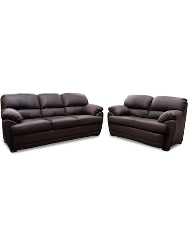 Sala de Piel Genuina Sofa Y Love Seat Florencia Color Chocolate - ConfortoPiel