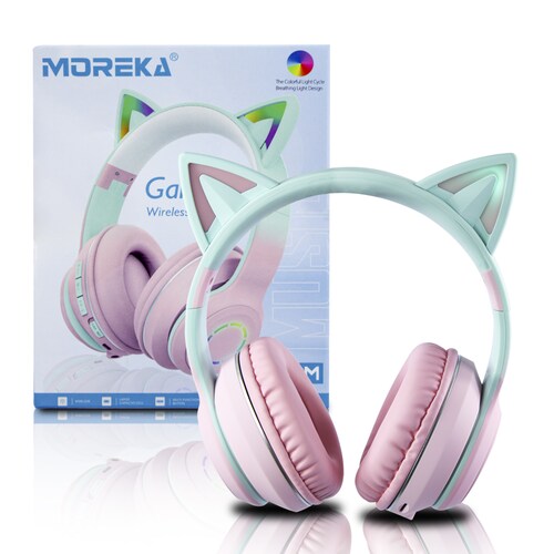 Audífonos Gamer Orejas De Gato Moreka St89m.