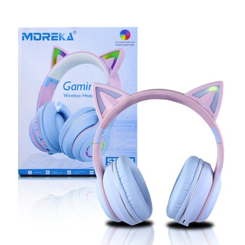 Audífonos Gamer Orejas De Gato Moreka St89m.