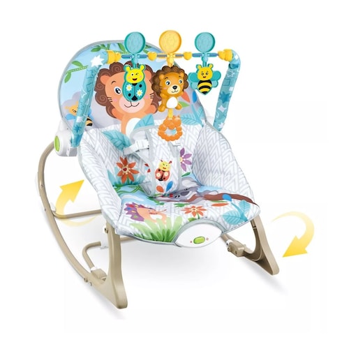Rocker Silla Vibradora Mecedora De Bebe Musical Con Juegos Gris /Azul León