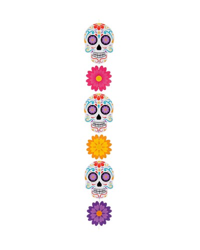 Guia Vertical Calaveras Dia Muertos Halloween 2m Mylin 1pz
