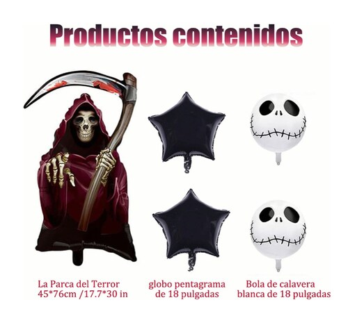 Globos De Aluminio De La Parca Del Día De Los Muertos 5 Pcs