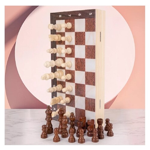 Tablero De Ajedrez De Madera Magnetismo Plegable