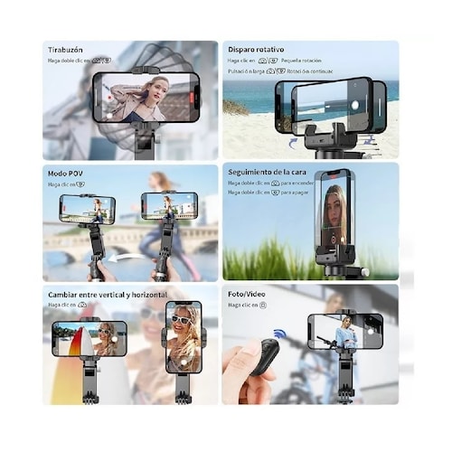 Estabilizador 360 Grados Selfie Para Celular Negro