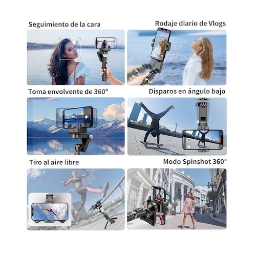 Estabilizador 360 Grados Selfie Para Celular Negro