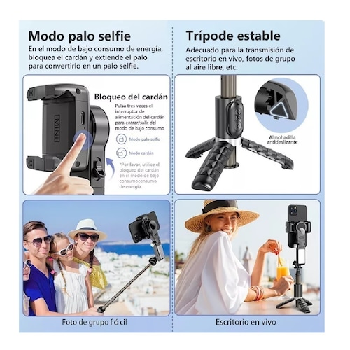 Estabilizador 360 Grados Selfie Para Celular Negro