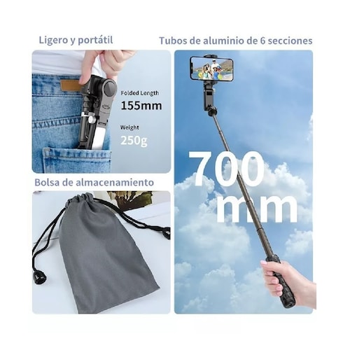 Estabilizador 360 Grados Selfie Para Celular Negro