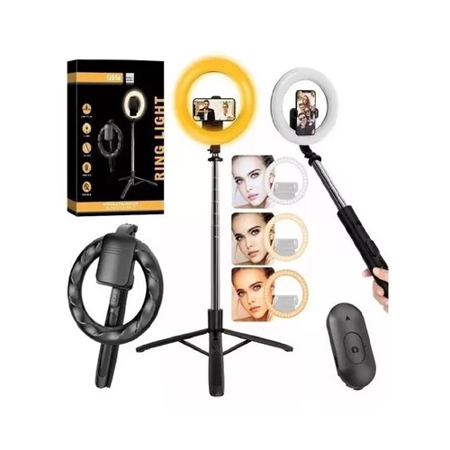 Aro Luz Led De Remoto Selfie Con Tripie Portatil Inalámbrica