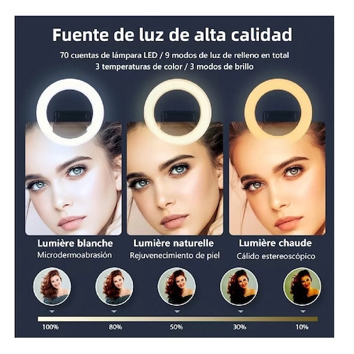 Aro Luz Led De Remoto Selfie Con Tripie Portatil Inalámbrica