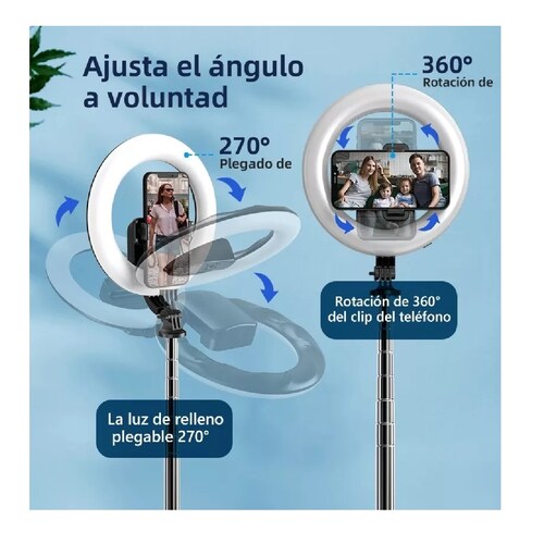 Aro Luz Led De Remoto Selfie Con Tripie Portatil Inalámbrica