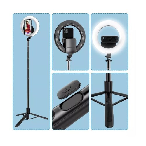 Aro Luz Led De Remoto Selfie Con Tripie Portatil Inalámbrica