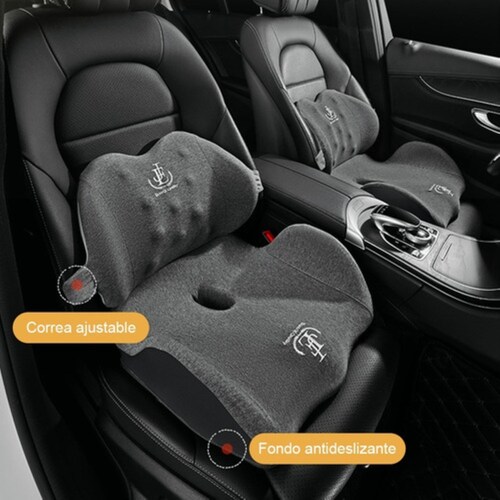 Cojín De Asiento De Coche Y Almohada De Soporte Lumbar Gris 