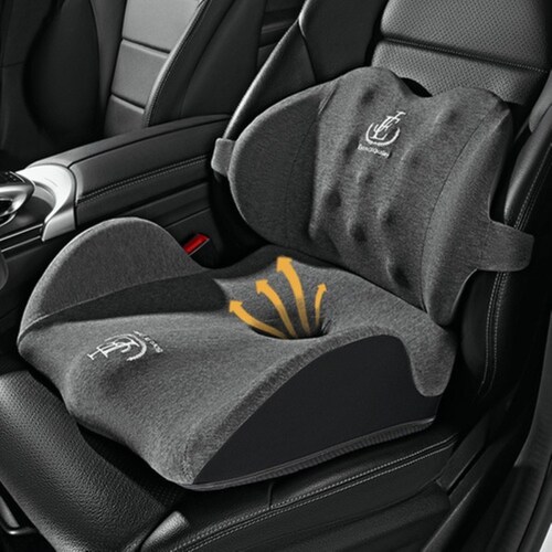 Cojín De Asiento De Coche Y Almohada De Soporte Lumbar Gris 