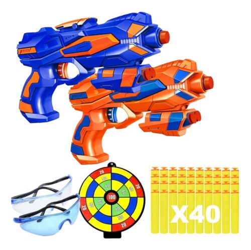 2pistola Juguete De Dardos Espuma Compatible Nerf Niños Azul / Naranja