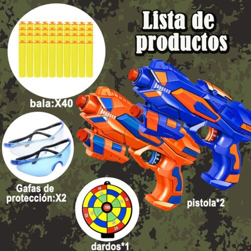 2pistola Juguete De Dardos Espuma Compatible Nerf Niños Azul / Naranja