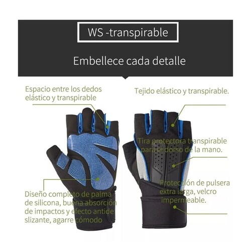 Guantes Gym Tacticos Pesas Crossfit Gimnasio  Azul L
