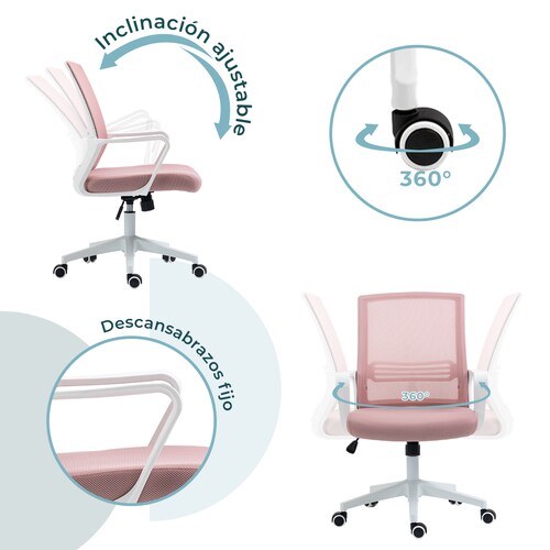 Silla de Oficina Mundo In Vastra Ergonomica Mesh Rosa.