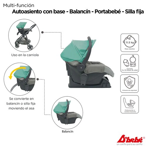 Carriola DBebe Travel System Queen Menta.