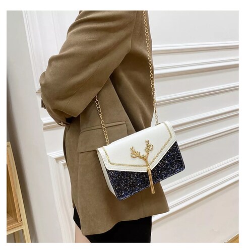 Bolso De Dama De Hombro Blanco con negro